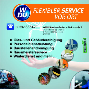 03332 835420 www.wdu-service-gmbh.de E-mail: info@wdu-service-gmbh.de WDU Service GmbH - Steinstraße 9